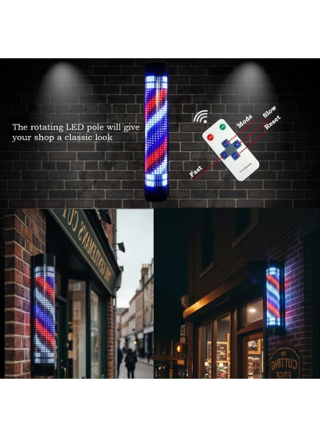 Rotating LED Barber Pole Light 93 * 22 * 18cm – Remote Control Wall-Mounted Barber Shop Sign Lamp, High Brightness Energy-Saving Classic Red White Blue LED Pole for Salon, Haircut Shop & Barbershop - Image 4